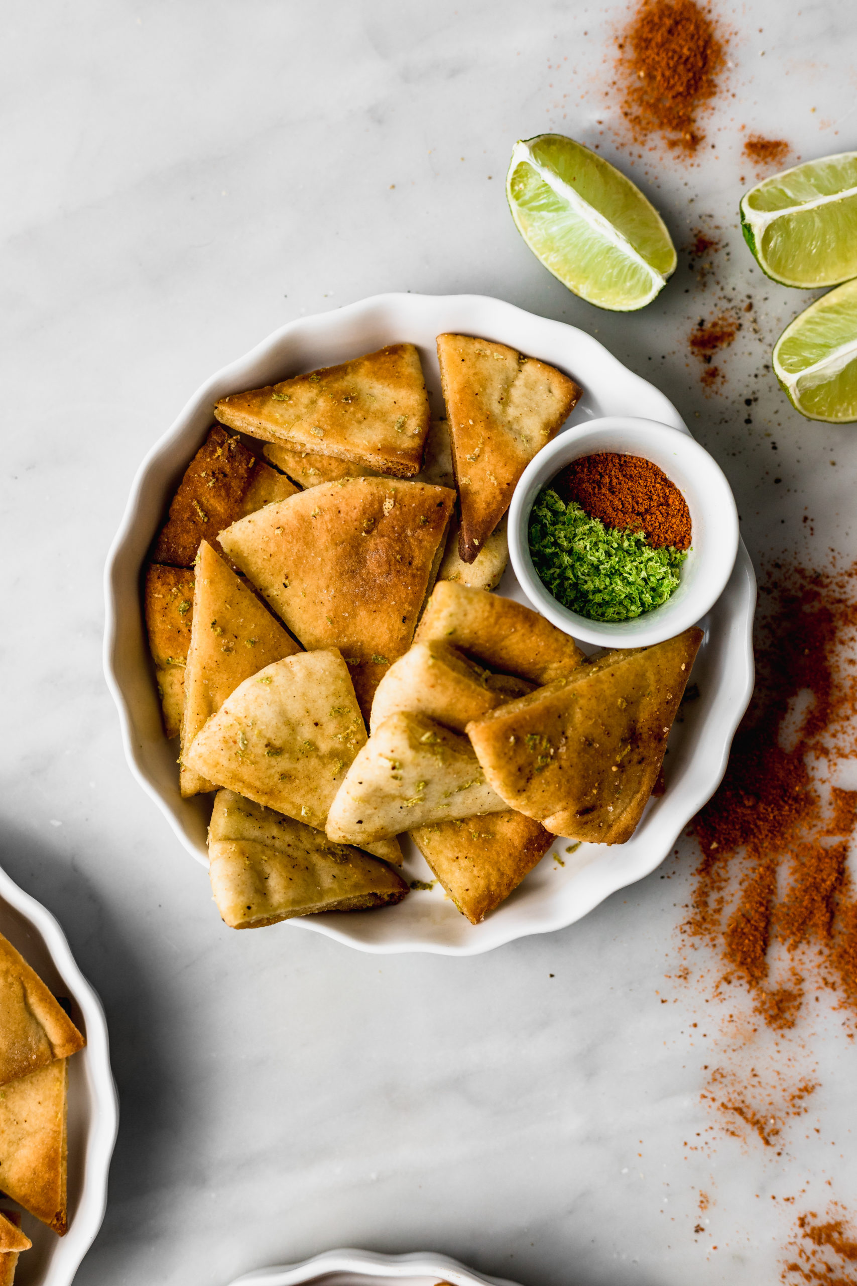 Spicy lime homemade pita chips.
